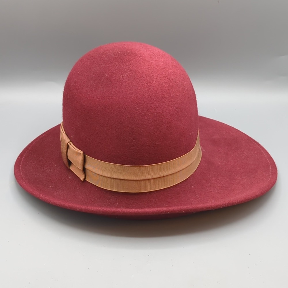 Goorin Bros Asymmetrical Cloche Hat Lady Eileen Size Large Maroon Wool USA